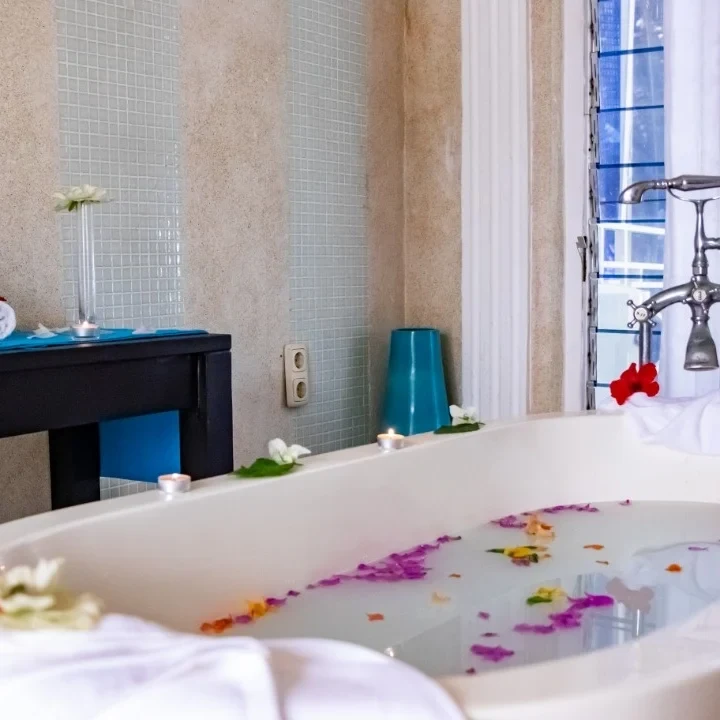 Luxury rose petal bath