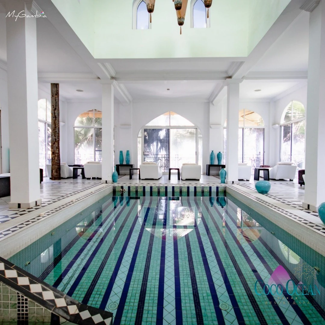Coco Ocean spa pool with white Moroccan interior and ocean views